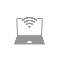 Laptop Screen Icon With WiFi Icon isolated on white background
