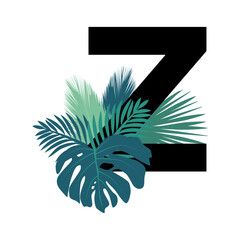 tropic leaves, palm leaf letter z