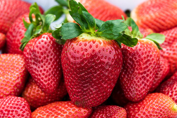 Detail of a large red strawberry
