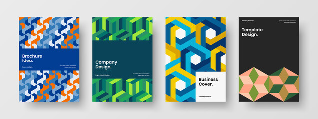 Clean mosaic tiles booklet layout collection. Amazing cover A4 design vector template composition.