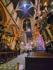 KRAKOW, POLAND, 7 JANUARY 2022: Interior of the  St Mary Basilica