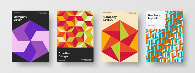 Fototapeta premium Abstract corporate identity A4 design vector illustration composition. Unique mosaic pattern company brochure layout collection.