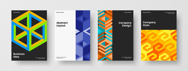 Obraz premium Minimalistic mosaic shapes flyer layout composition. Clean book cover design vector template set.