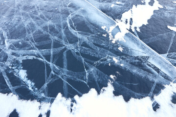 Amazing ice pattern on Baikal lake