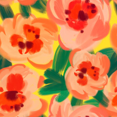 Summer floral background. Seamless pattern with large decorative poppy flowers. Abstract nature ornament. Fashion design for textile, fabric, wallpaper, clothes and wrapping.