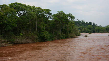 iguazu river near the famous waterfalls
