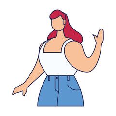 Isolated cute woman character flat design icon Vector