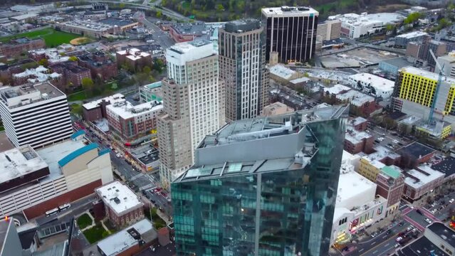 White Plains, New York State, Amazing Landscape, Downtown, Aerial Flying