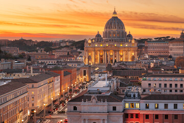 Vatican City skyline with St. Peter's Basilica