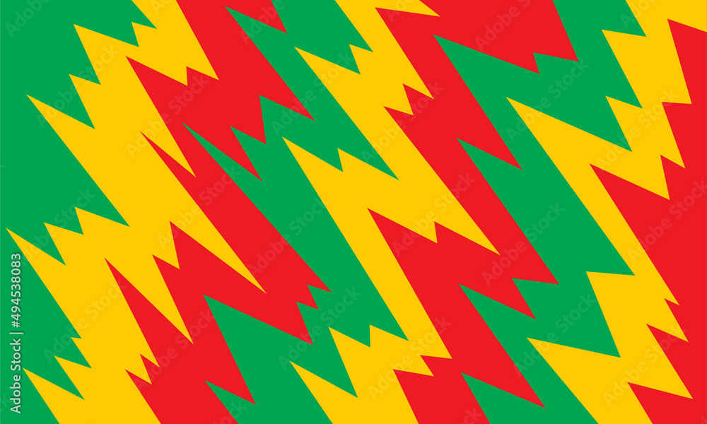 Poster simple background with gradient zigzag line pattern and with jamaican color theme