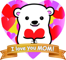 母にハートを贈る子ぐま