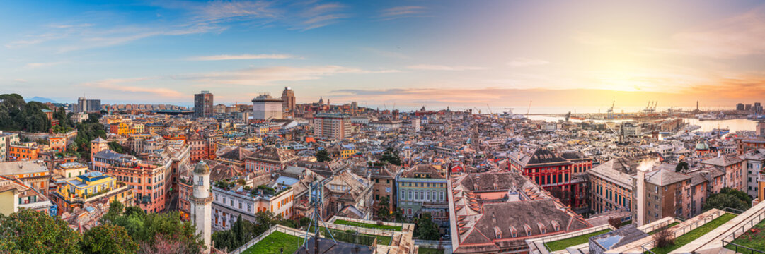 Genoa, Liguria, Italy Downtown City Skyline