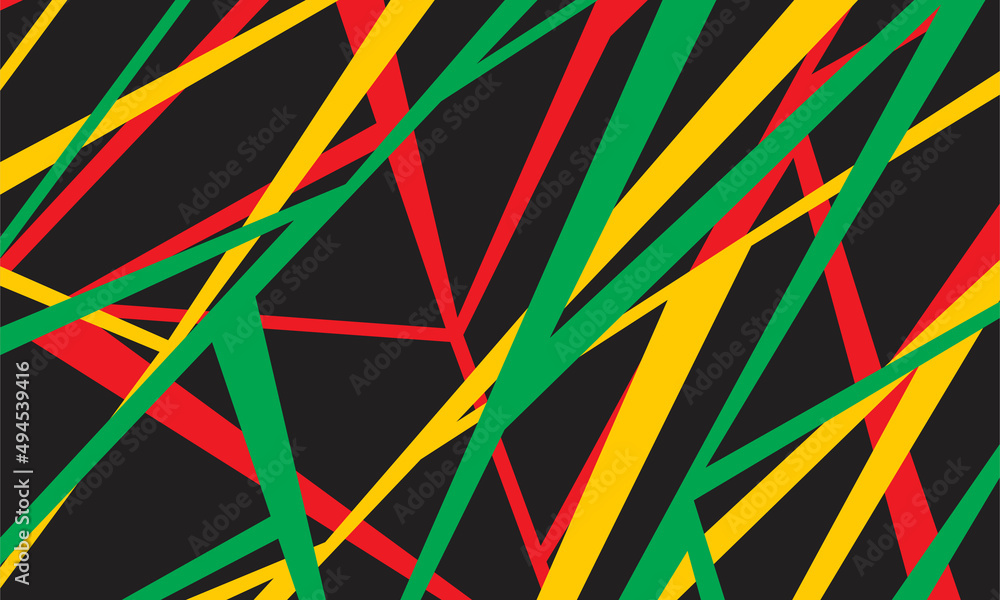 Poster abstract background with geometric line pattern and with jamaican color theme