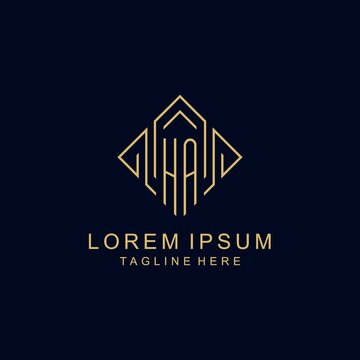 Initial logo HA monogram with rhombus line style design