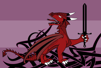 medieval dragon background illustration in vector format