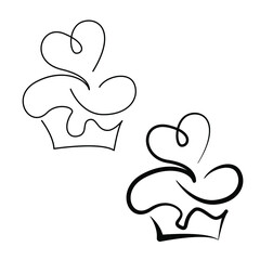 Cake in an interesting style. A simple vector illustration suitable for use as an icon or logo. Chocolate color. Blank for the logo 