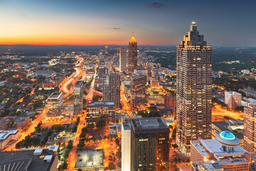 Atlanta, Georgia, USA Downtown at Dusk - obrazy, fototapety, plakaty