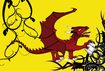 medieval dragon background illustration in vector format
