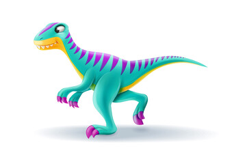 cartoon velociraptor illustration for children