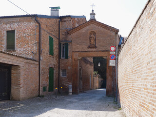 Ferrara, Italy. Sant'Antonio in Polesine monastery founded in the 13th century by the Blessed Beatrice d'Este. Portal of entry.