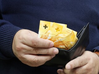 economy and finance with swiss money