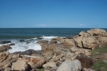 Fototapeta na wymiar Multiple rocks and sea as Background
