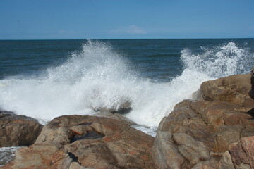 Big wave crushing on Rocks