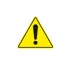 A warning sign about danger. Exclamation mark on the yellow triangle. Simple flat vector illustration on a white background.