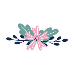  Easter cute spring flower bouquet. Flat vector illustration