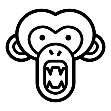 Angry Monkey Flat Icon Isolated On White Background