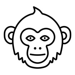 Monkey Flat Icon Isolated On White Background