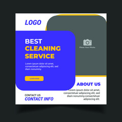 Cleaning service social media post template, Home cleaning service promotion banner
