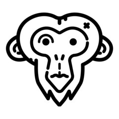 Monkey Face Flat Icon Isolated On White Background