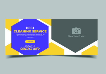 Cleaning service social media banner template, Home cleaning service web banner template