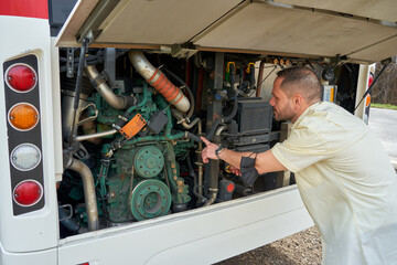 ugly man test his woking place bus
