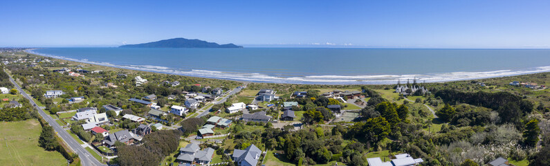 Aerial Panorama of Peka Peka beach and village