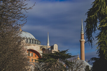 Scenic shot of the mosque Hagia Sophia in Istanbul, Turkey