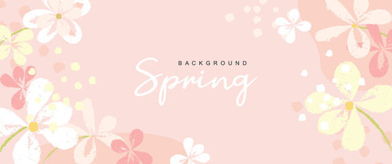 Naklejka na ściany i meble Pink abstract background with flowers. Spring vector illustration for banner design, posters, web, advertising and events, invitation and sale leaflets
