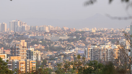Aerial shot of the city of Pune in Maharashtra, India