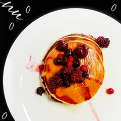 Pancake Blueberries Protein Healthy Honey Cook Healthy Diet