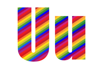 Letter Uu Rainbow Style. Modern Dynamic Colorful Alphabet Uu Vector Illustration. EPS 10