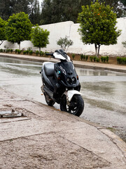 Motorbike parked alongside the road