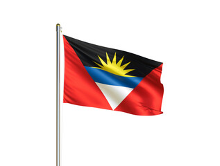 Antigua and Barbuda national flag waving in isolated white background. Antigua and Barbuda flag. 3D illustration