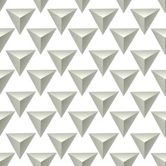 Gray 3d triangle seamless pattern on the white background. Vector illustration.