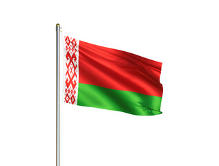 Fototapeta na wymiar Belarus national flag waving in isolated white background. Belarus flag. 3D illustration