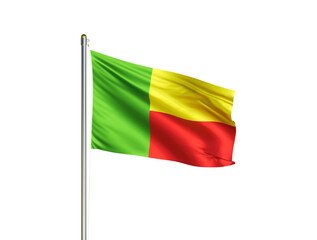 Benin national flag waving in isolated white background. Benin flag. 3D illustration