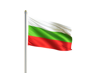 Fototapeta na wymiar Bulgaria national flag waving in isolated white background. Bulgaria flag. 3D illustration