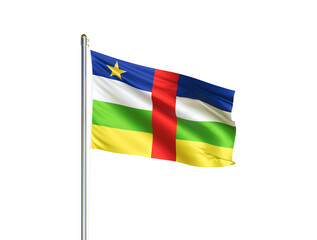 Central African Republic national flag waving in isolated white background. Central African Republic flag. 3D illustration