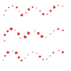 Violet Confetti Background White Vector. Romance Frame Heart. Fond Love Pattern. Red Heart Color Illustration. Tender Day Texture.