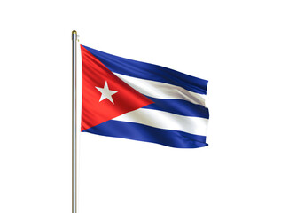 Fototapeta premium Cuba national flag waving in isolated white background. Cuba flag. 3D illustration